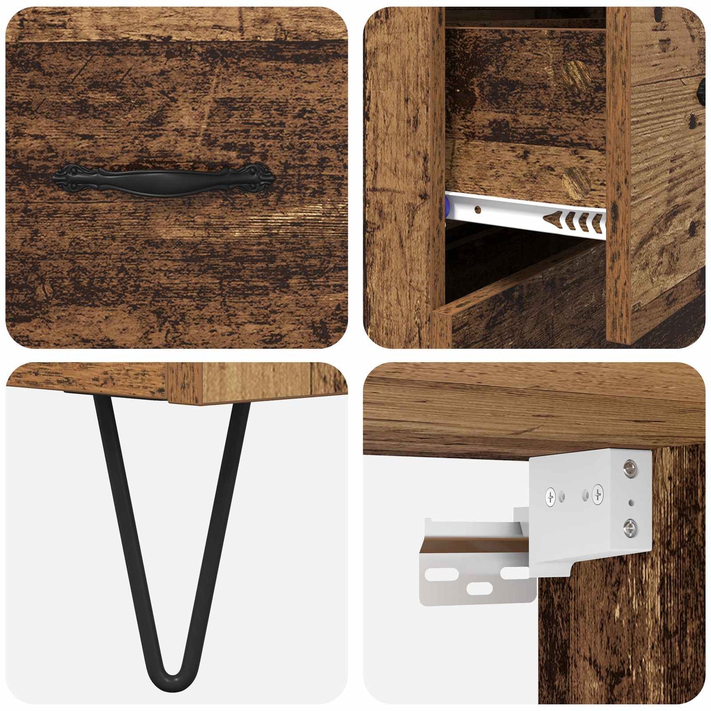 Highboard Altholz 69,5 x 34 x 180 cm Holzwerkstoff