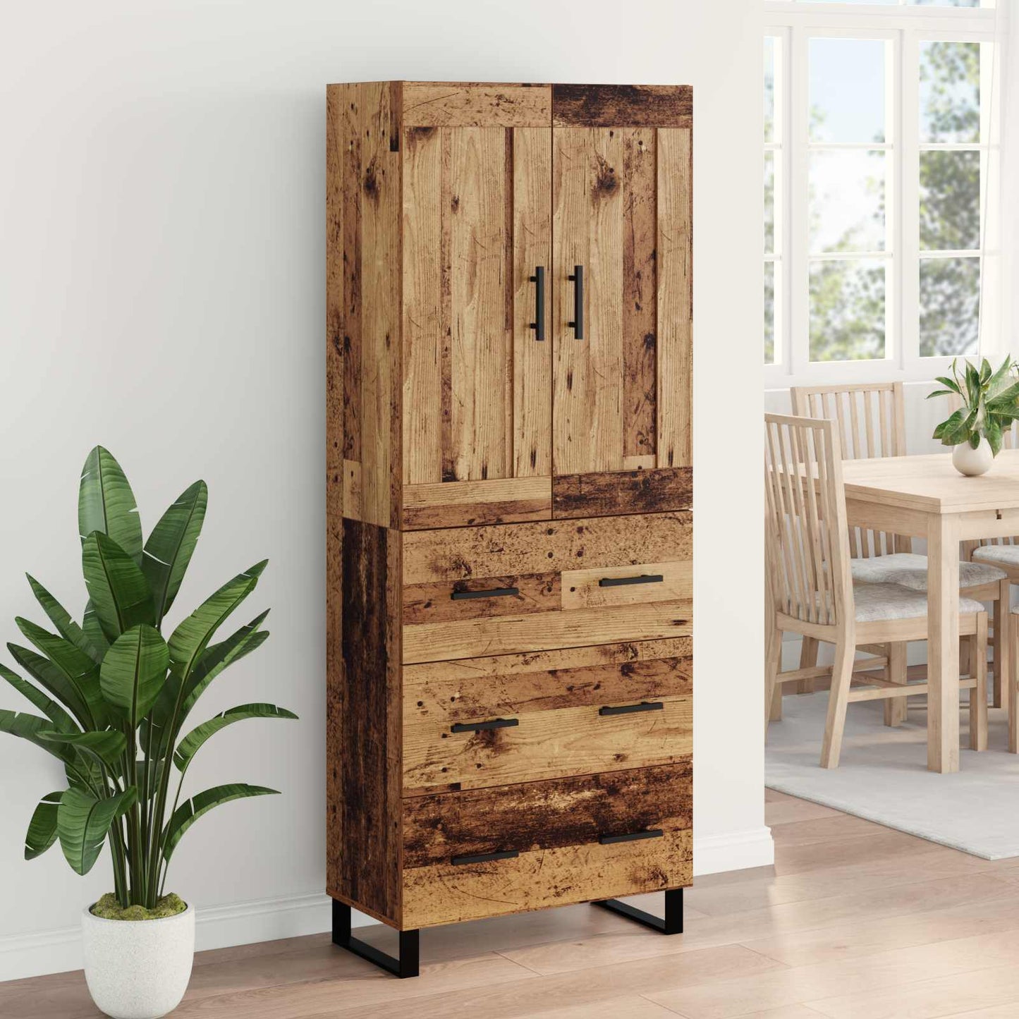 Highboard Altholz 69,5 x 34 x 180 cm Holzwerkstoff