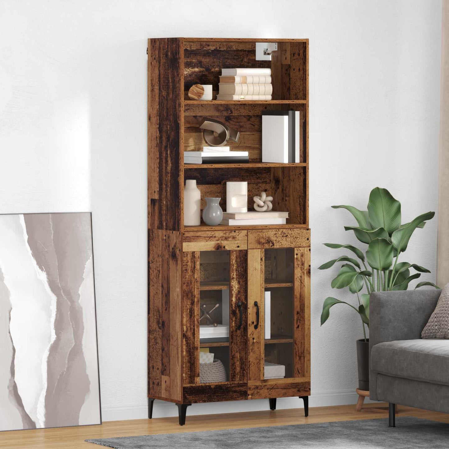 Highboard Altholz 69,5 x 34 x 180 cm Holzwerkstoff