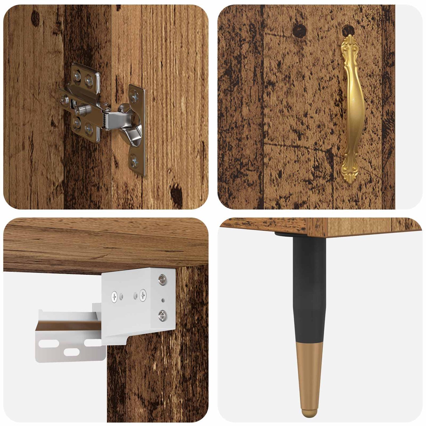 Highboard Altholz 69,5 x 34 x 180 cm Holzwerkstoff