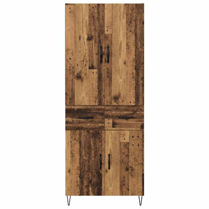 Highboard mit Schubladen 2 pcs Altholz Ingenieurholz und Glas