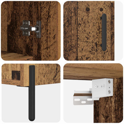 Highboard Wandmontiert Altholz 69,5 x 34 x 180 cm Holzwerkstoff