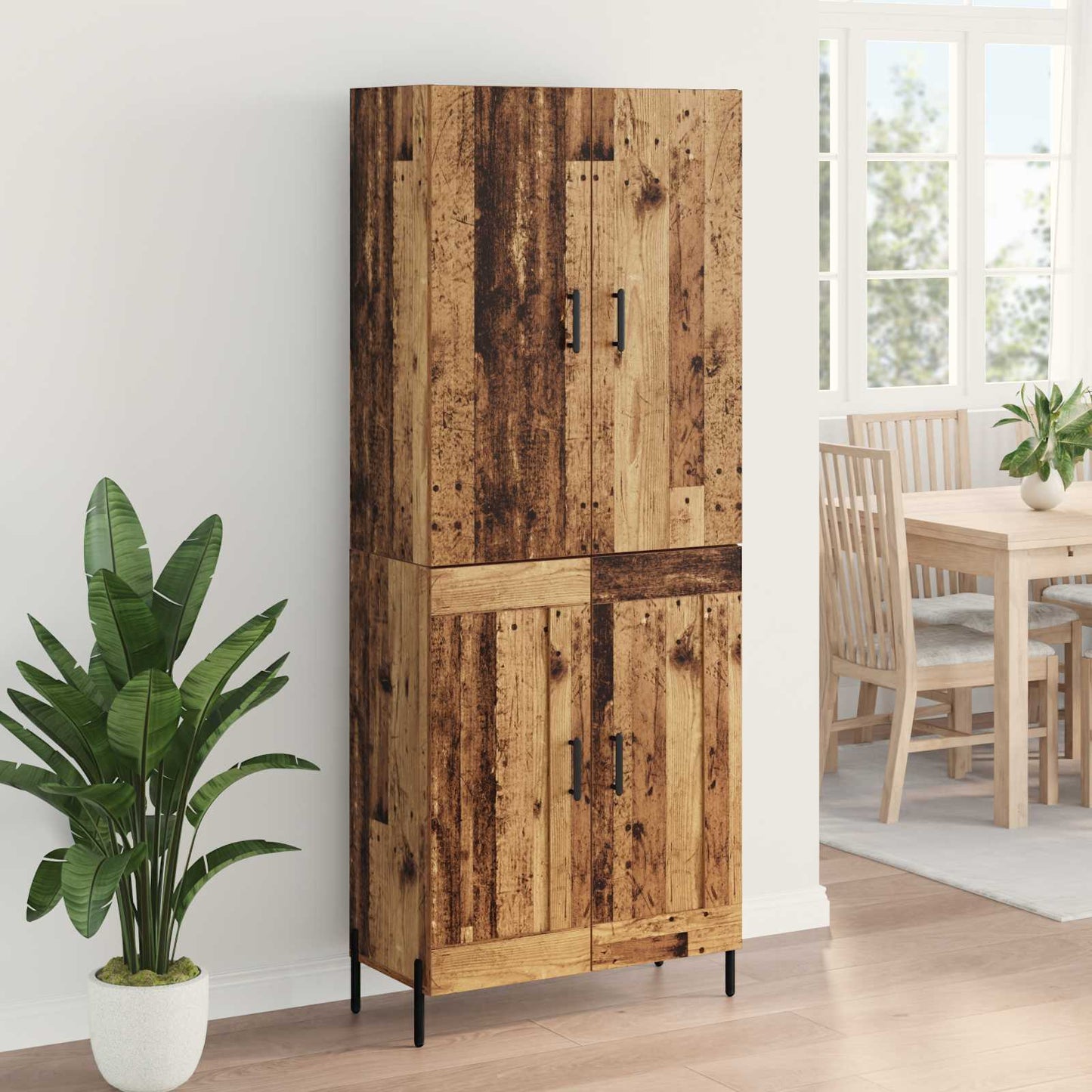 Highboard Wandmontiert Altholz 69,5 x 34 x 180 cm Holzwerkstoff