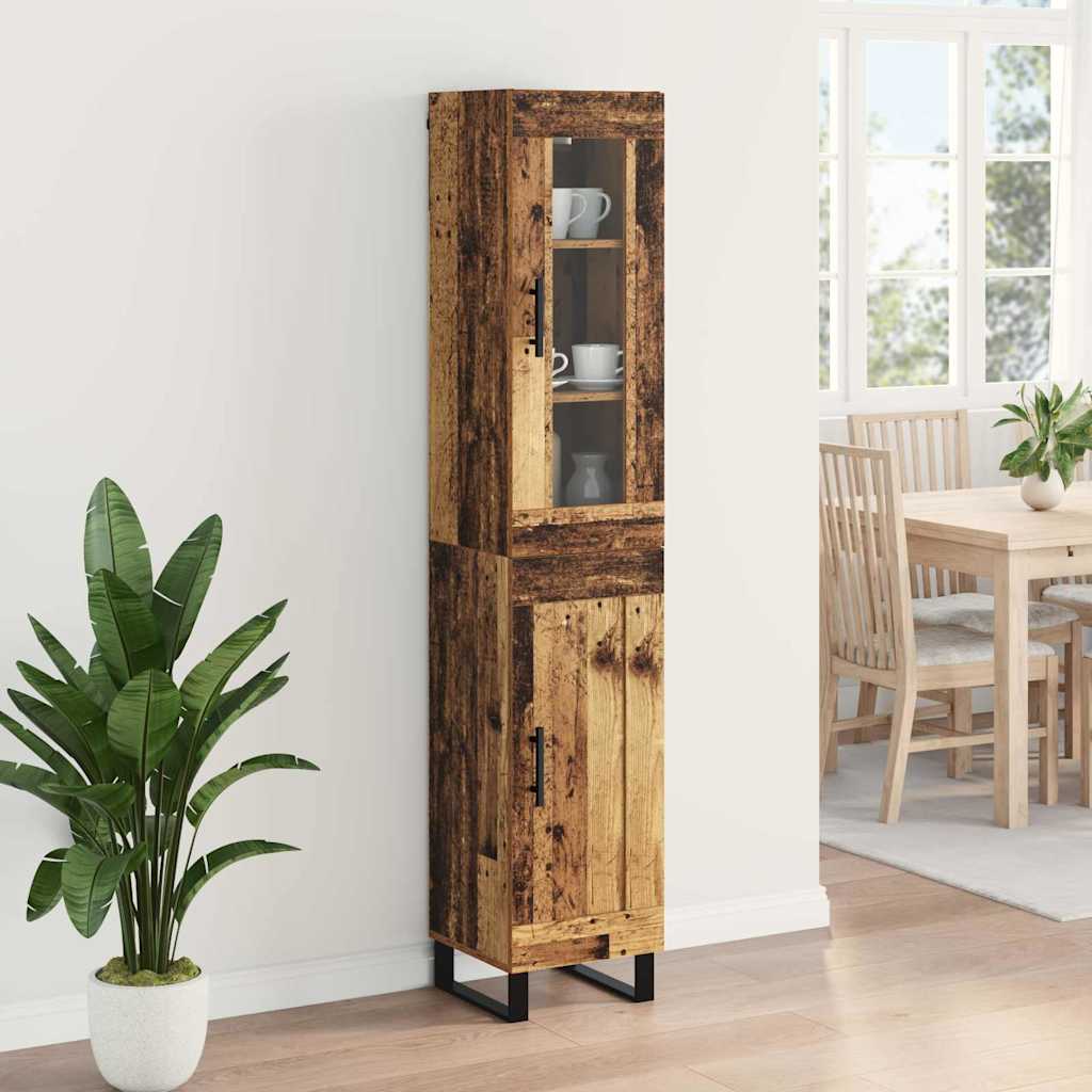 Highboard Altholz 69,5 x 34 x 180 cm Holzwerkstoff