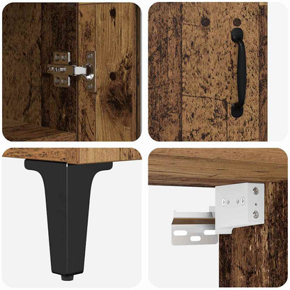 Highboard Wandmontiert Altholz 69,5 x 34 x 180 cm Holzwerkstoff