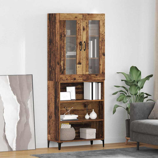 Highboard Wandmontiert Altholz 69,5 x 34 x 180 cm Holzwerkstoff