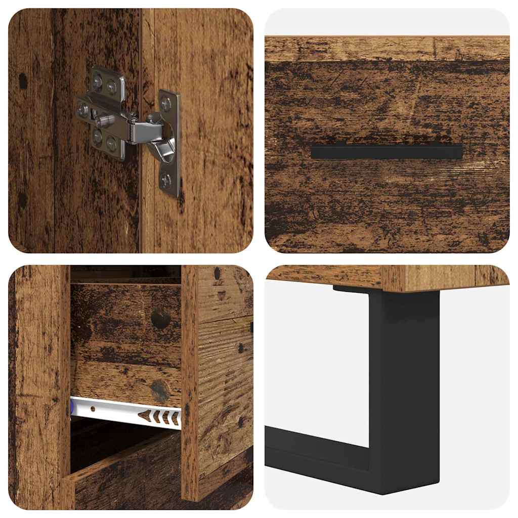 Highboard mit Schubladen 2 pcs Altholz Engineered Wood und Glas