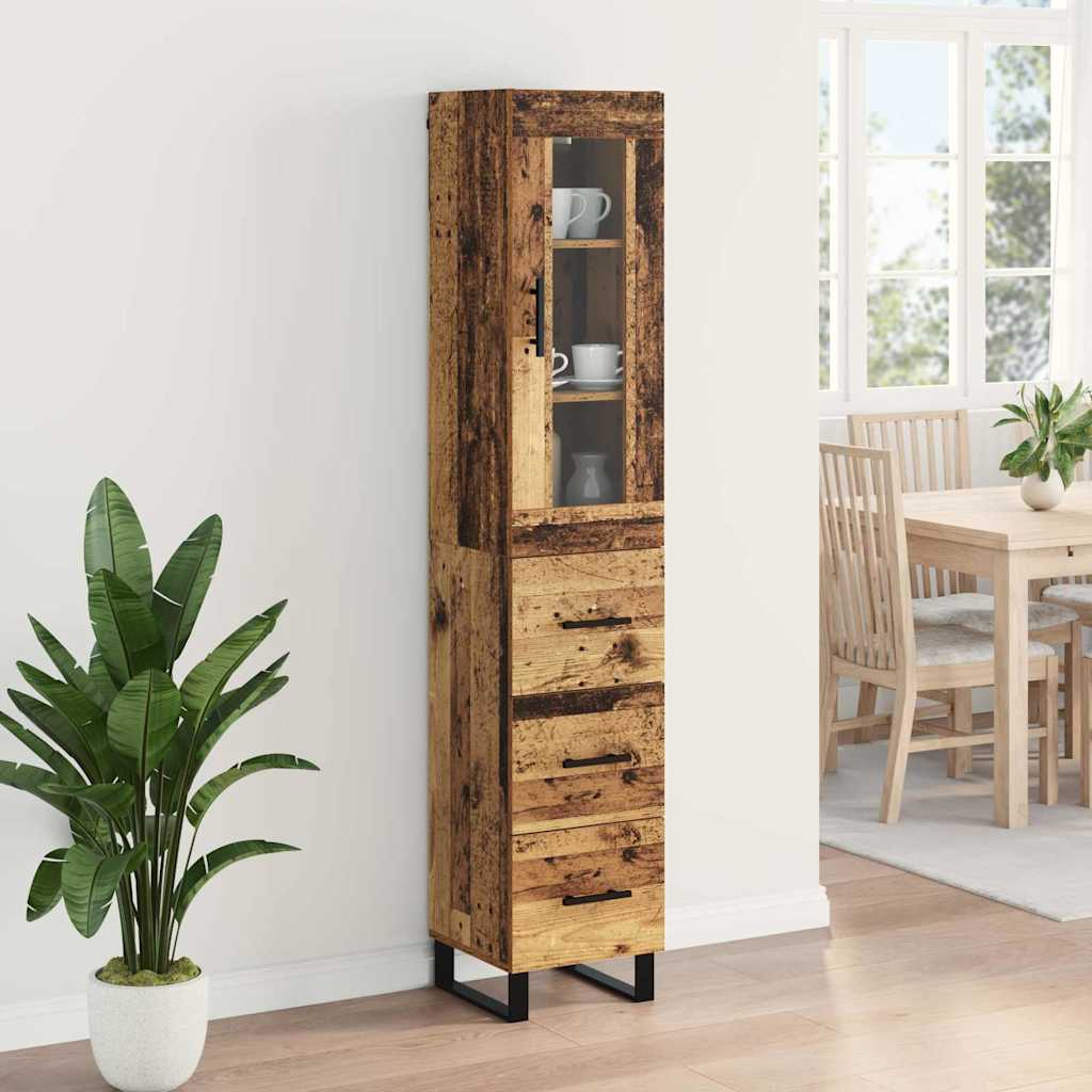 Highboard Altholz 69,5 x 34 x 180 cm Holzwerkstoff