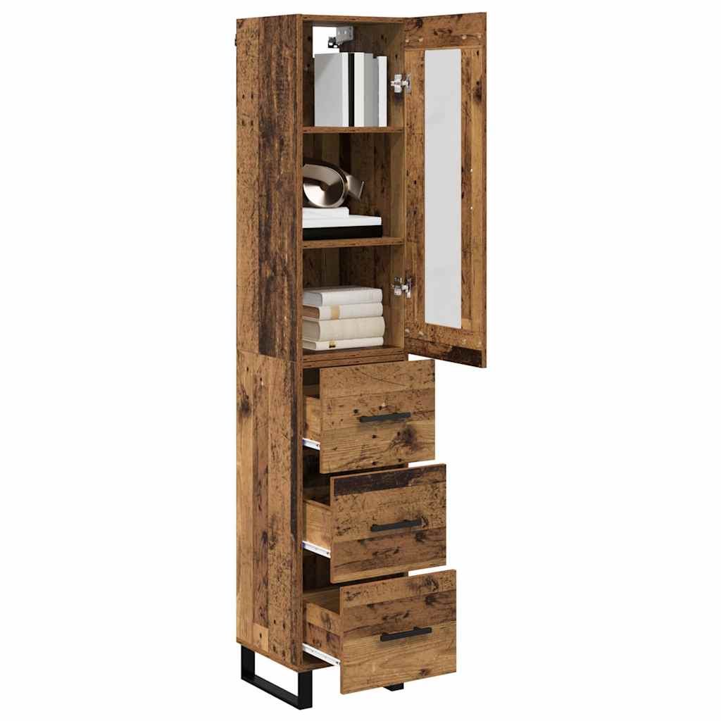 Highboard Altholz 69,5 x 34 x 180 cm Holzwerkstoff