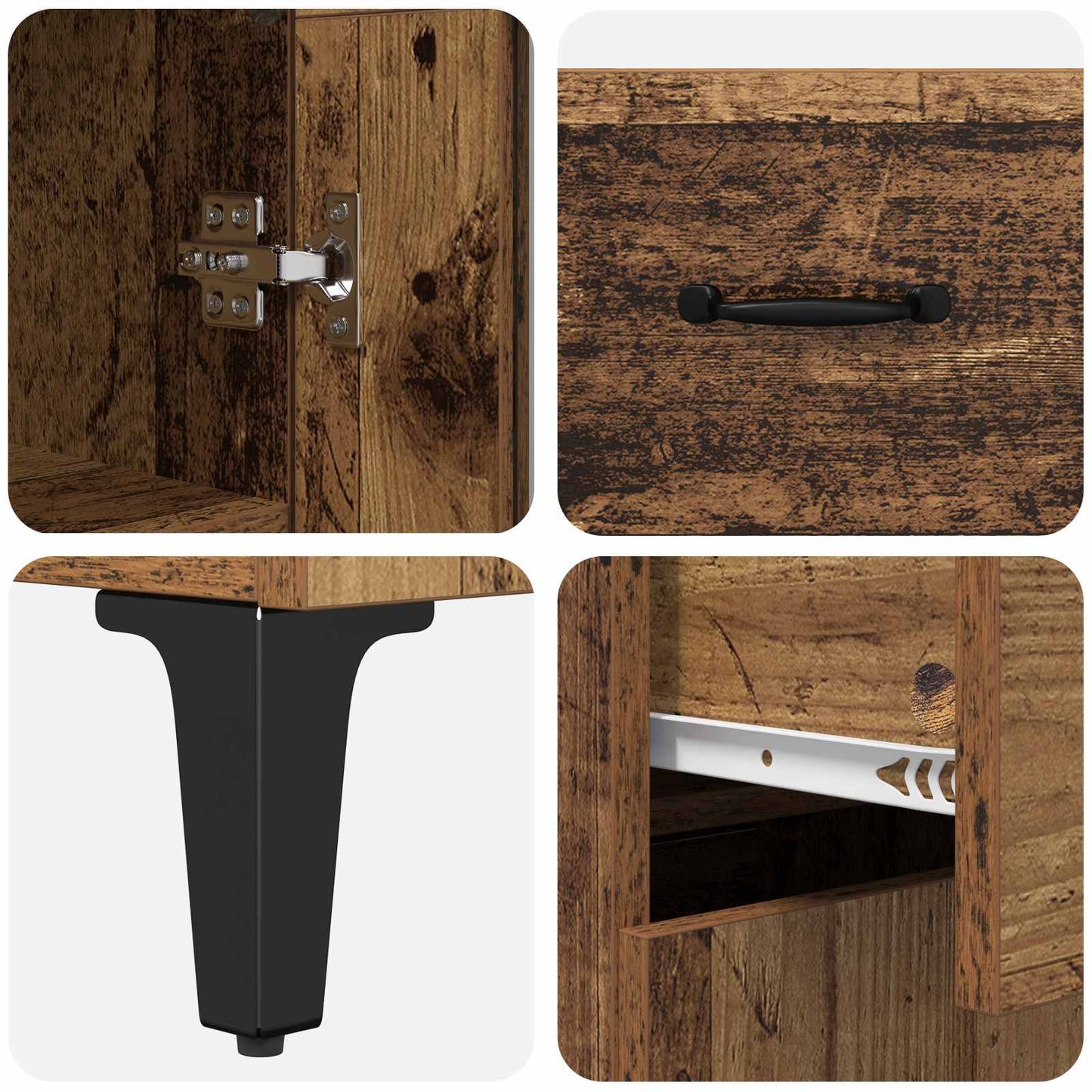 Highboard Wandmontiert Altholz 69,5 x 34 x 180 cm Holzwerkstoff