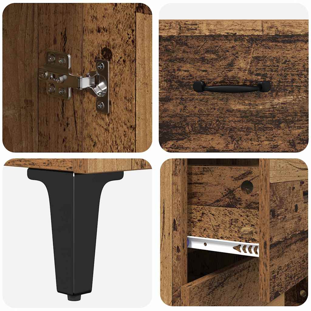 Highboard Wandmontiert Altholz 69,5 x 34 x 180 cm Holzwerkstoff