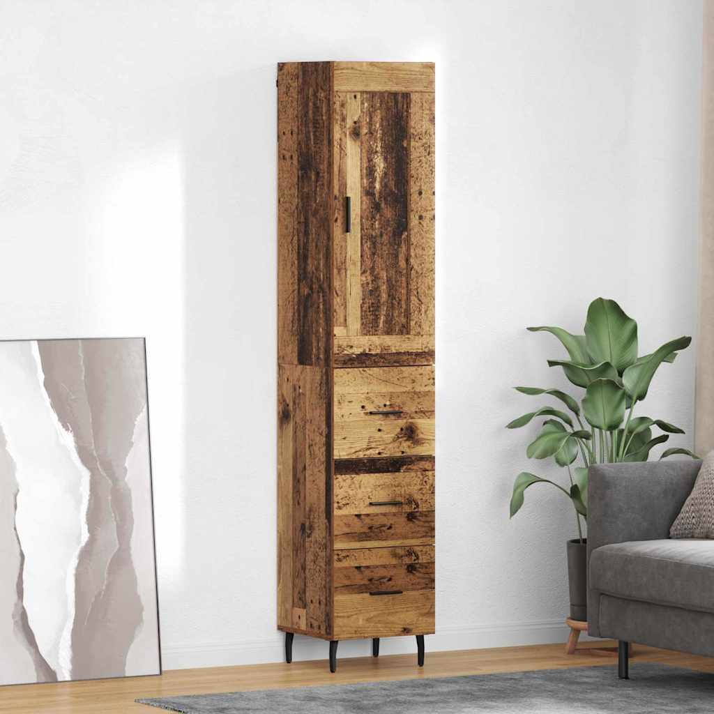 Highboard Altholz 34,5 x 34 x 180 cm Holzwerkstoff