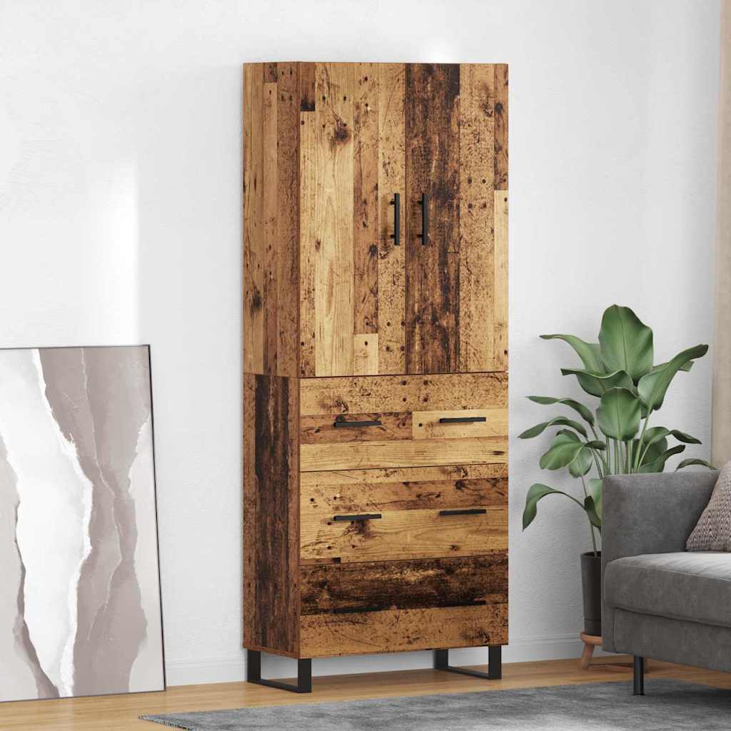Highboard mit Schubladen 2 pcs Altholz Engineered Wood und Glas