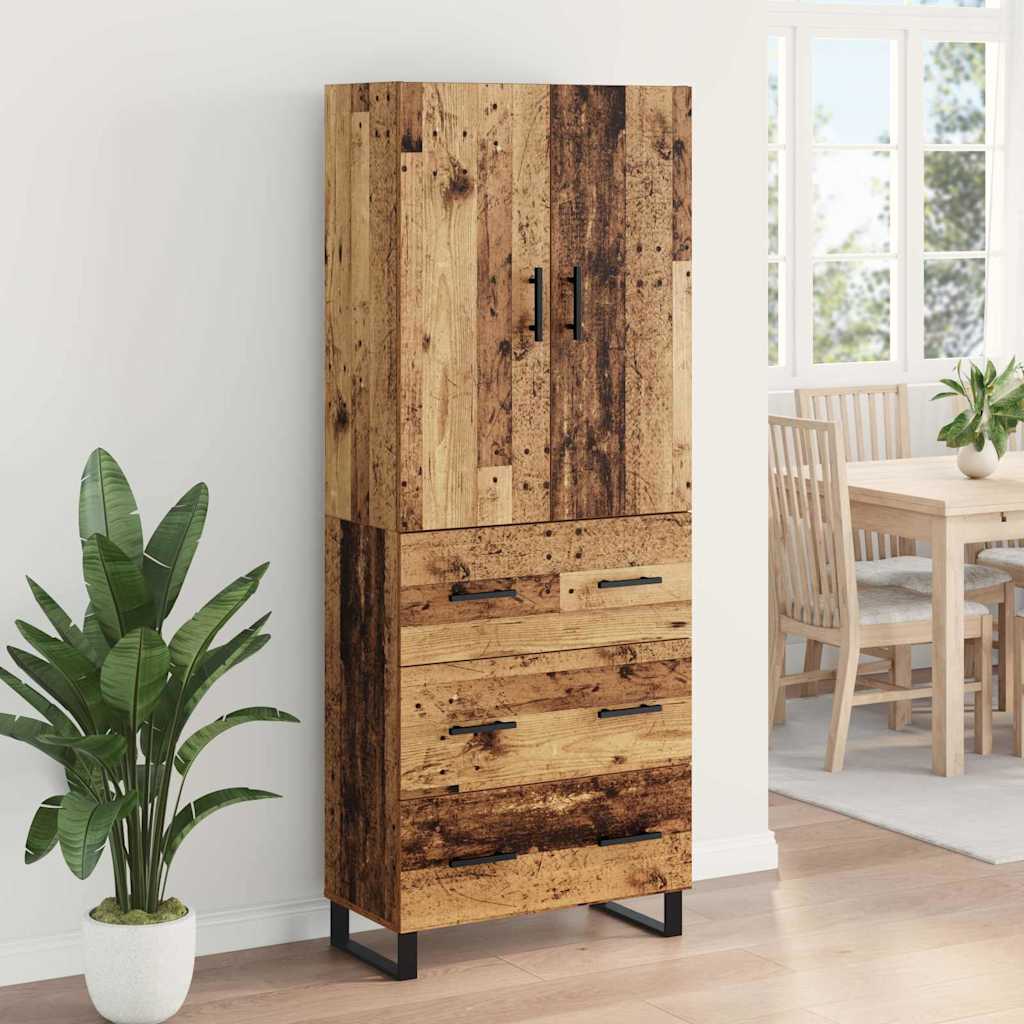 Highboard mit Schubladen 2 pcs Altholz Engineered Wood und Glas