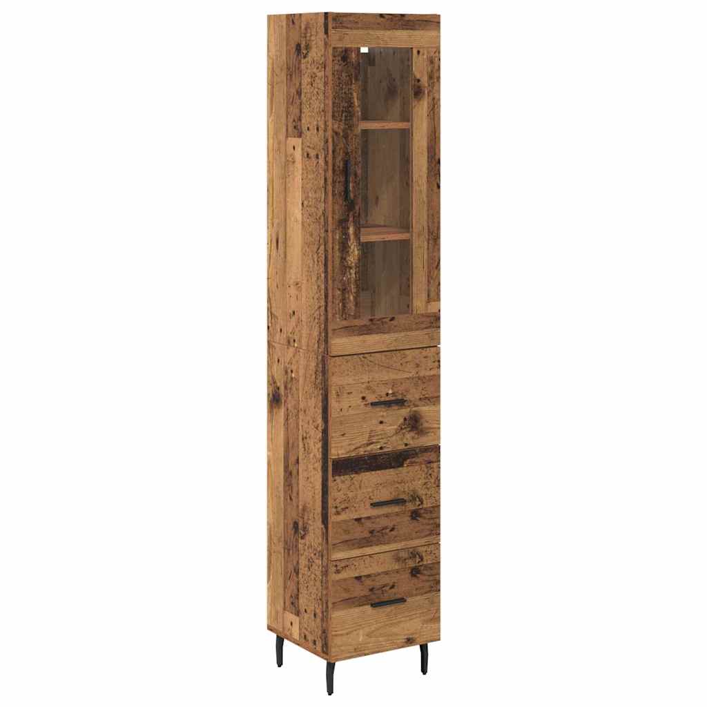 Highboard Altholz 34,5 x 34 x 180 cm Holzwerkstoff