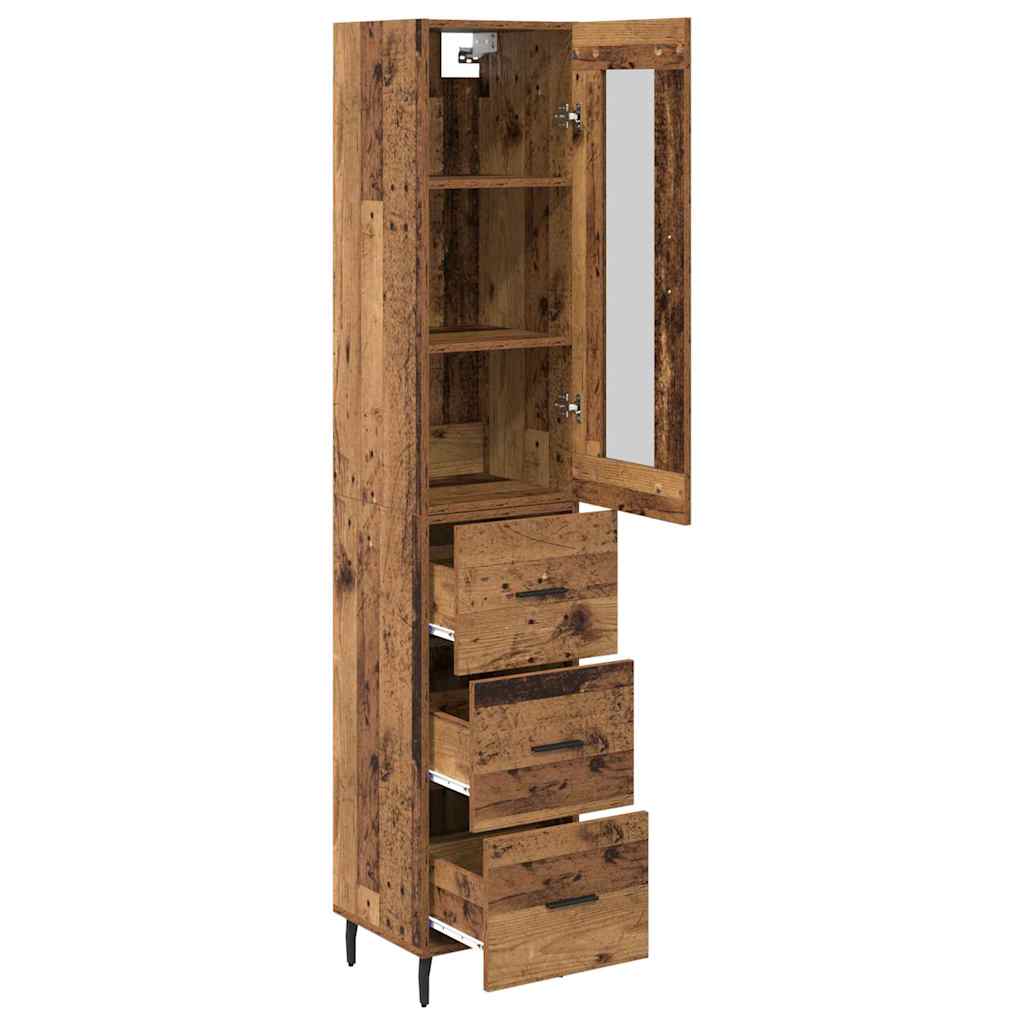 Highboard Altholz 34,5 x 34 x 180 cm Holzwerkstoff
