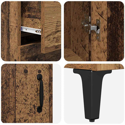 Highboard Wandmontiert Altholz 69,5 x 34 x 180 cm Holzwerkstoff