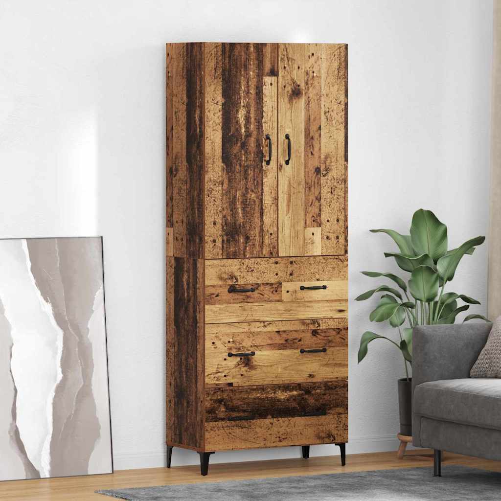 Highboard Wandmontiert Altholz 69,5 x 34 x 180 cm Holzwerkstoff