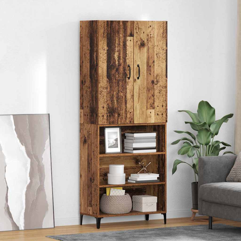 Highboard Wandmontiert Altholz 69,5 x 34 x 180 cm Holzwerkstoff