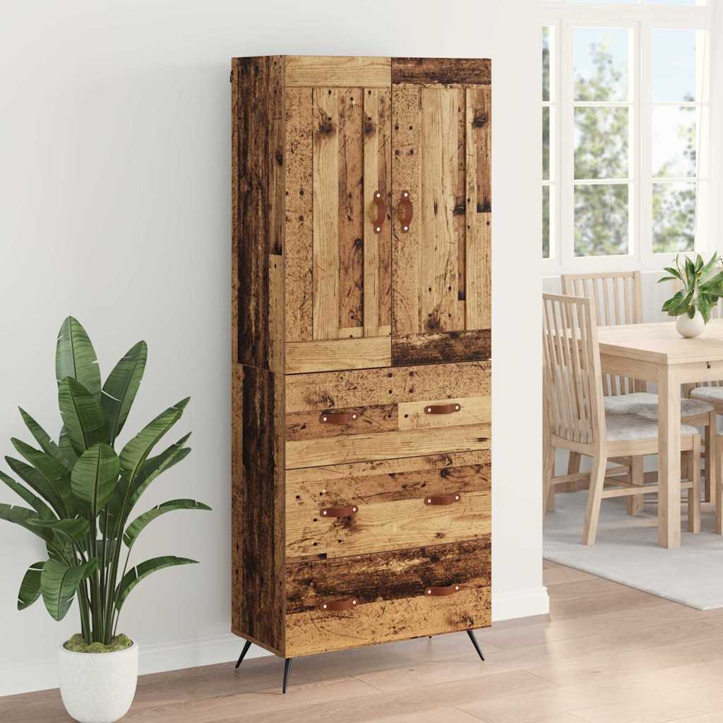 Highboard Altholz 69,5 x 34 x 180 cm Holzwerkstoff
