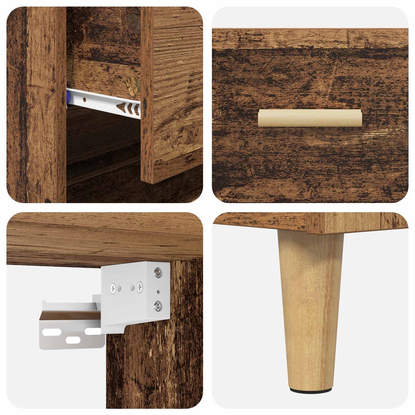 Highboard Altholz 69,5 x 32,5 x 180 cm Holzwerkstoff