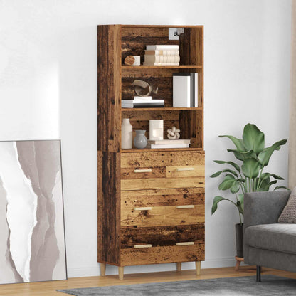 Highboard Altholz 69,5 x 32,5 x 180 cm Holzwerkstoff