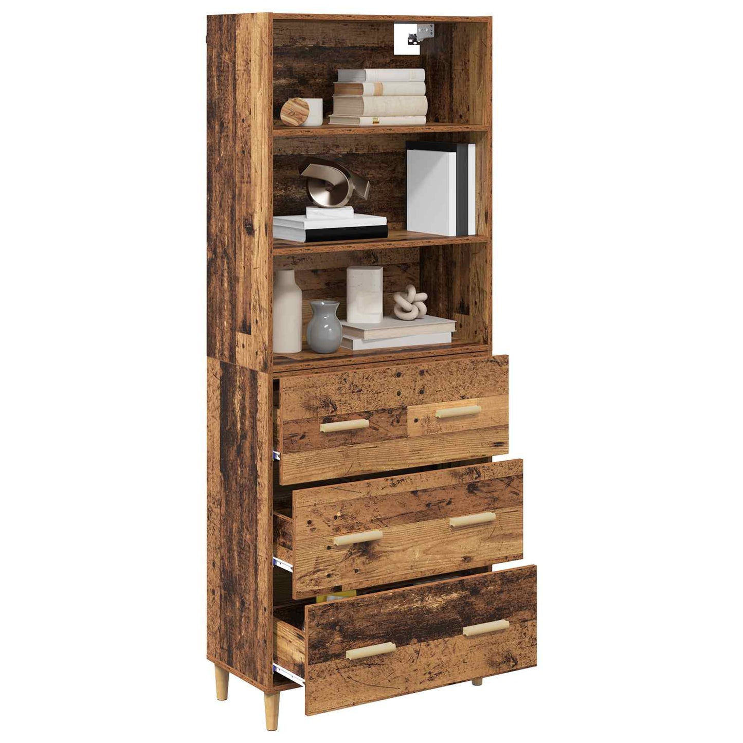 Highboard Altholz 69,5 x 32,5 x 180 cm Holzwerkstoff
