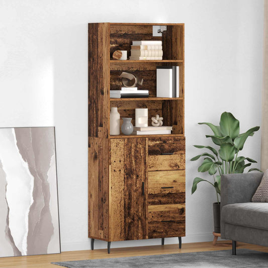 Highboard mit Schubladen 2 pcs Altholz Engineered Wood und Glas