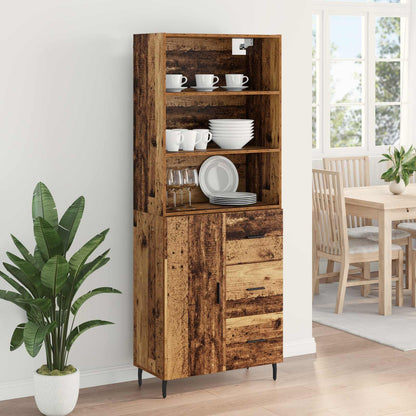 Highboard mit Schubladen 2 pcs Altholz Engineered Wood und Glas