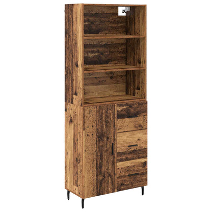 Highboard mit Schubladen 2 pcs Altholz Engineered Wood und Glas