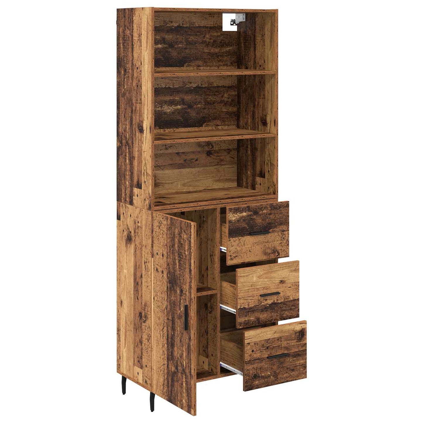 Highboard mit Schubladen 2 pcs Altholz Engineered Wood und Glas
