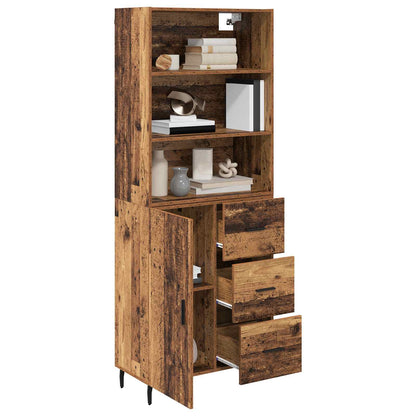 Highboard mit Schubladen 2 pcs Altholz Engineered Wood und Glas