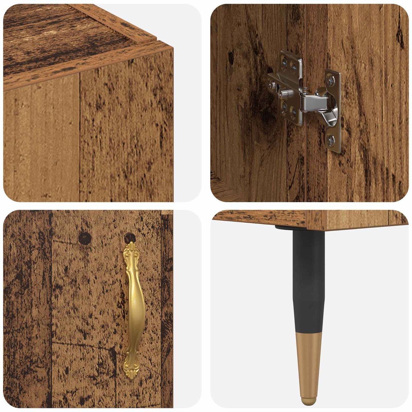 Highboard Wandmontiert Altholz 69,5 x 34 x 180 cm Holzwerkstoff