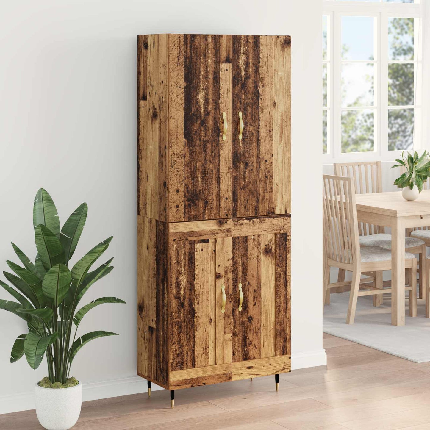 Highboard Wandmontiert Altholz 69,5 x 34 x 180 cm Holzwerkstoff