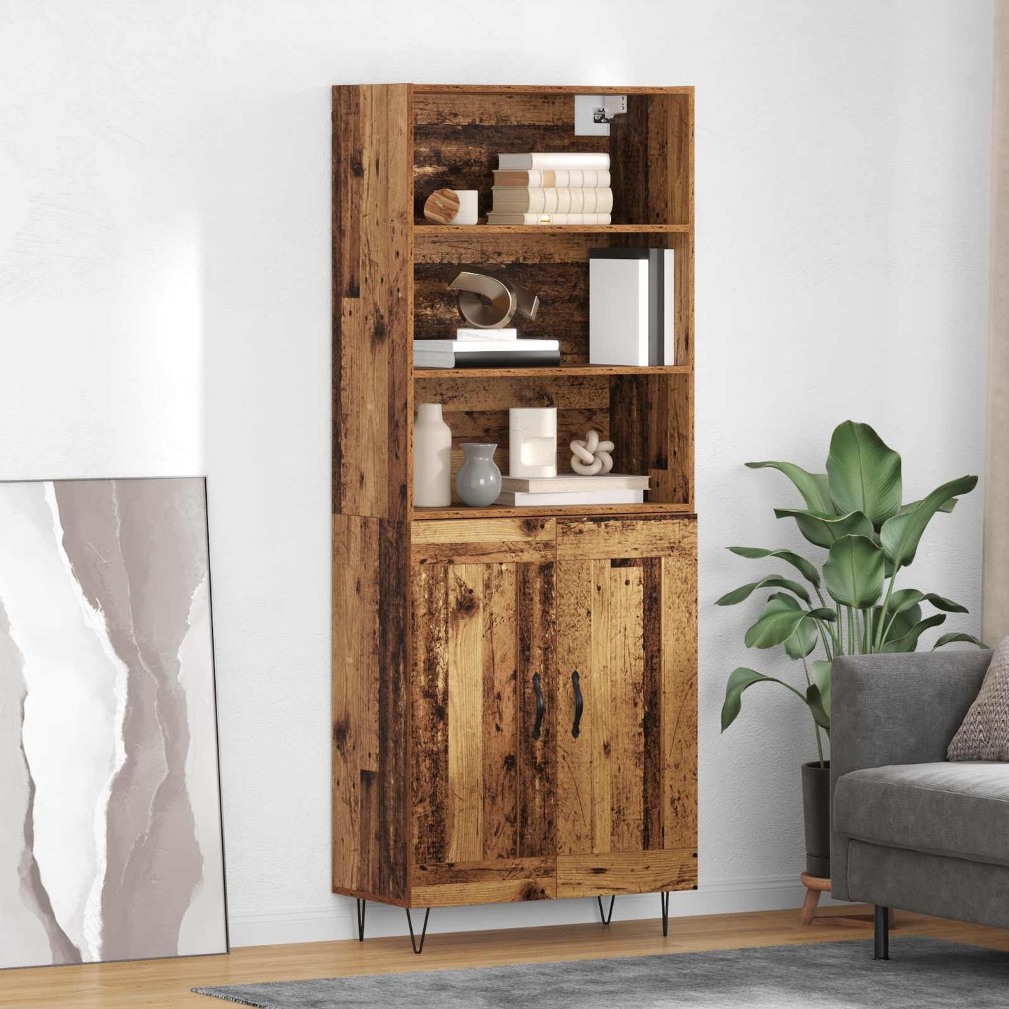 Highboard Altholz 69,5 x 34 x 180 cm Holzwerkstoff