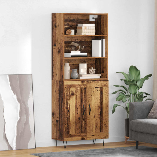 Highboard Altholz 69,5 x 34 x 180 cm Holzwerkstoff