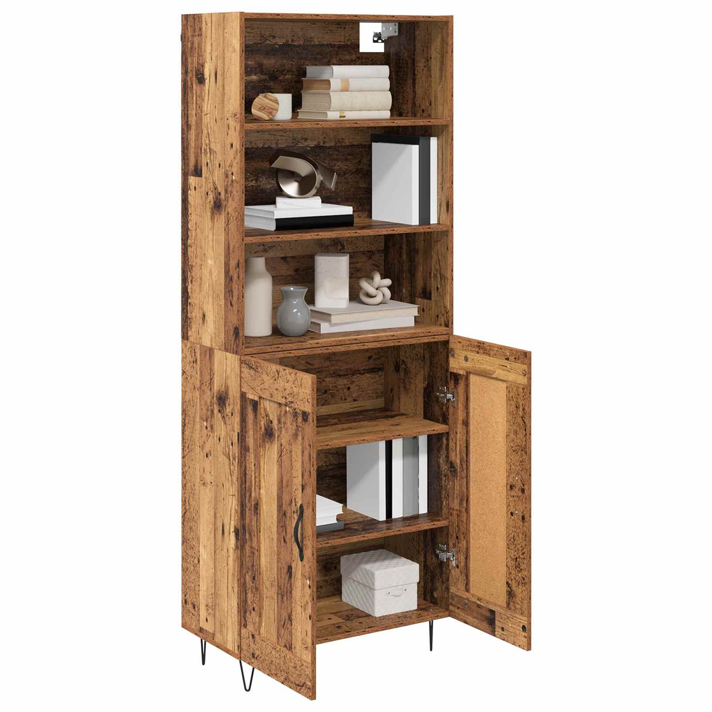 Highboard Altholz 69,5 x 34 x 180 cm Holzwerkstoff