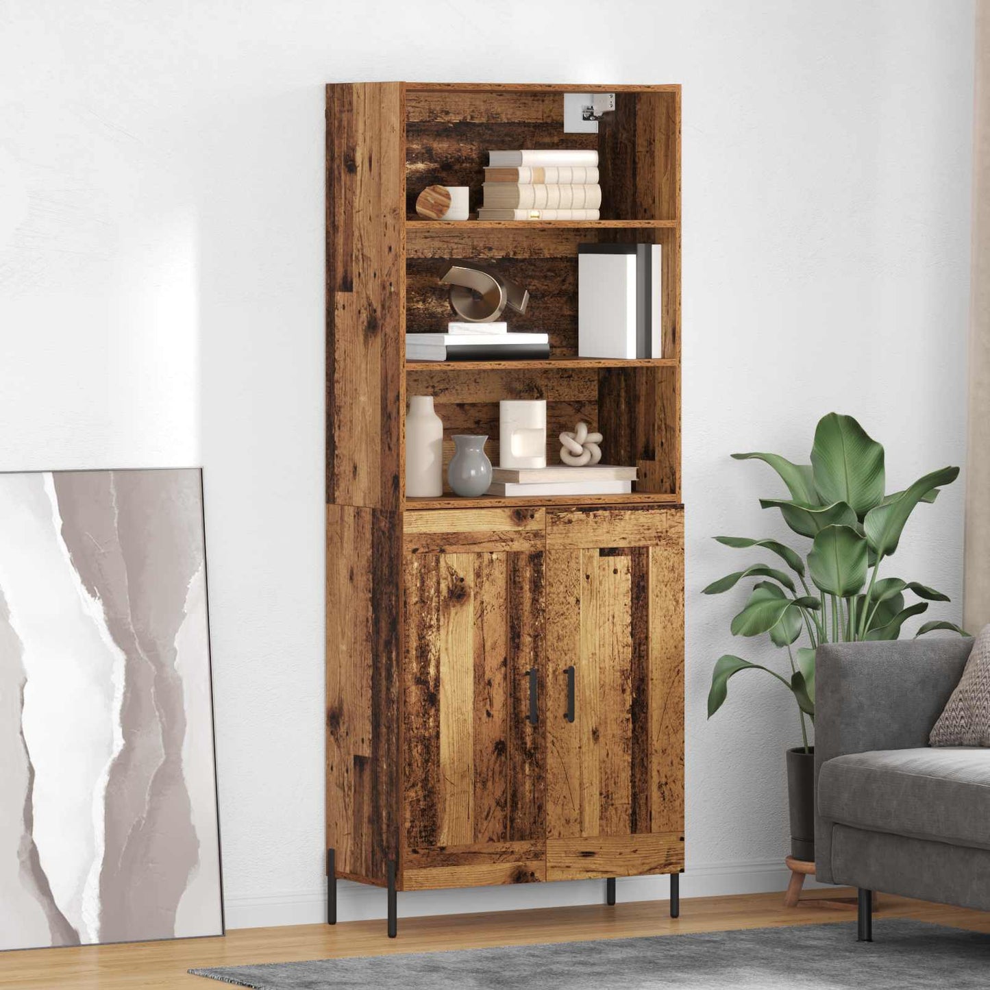 Highboard Altholz 69,5 x 32,5 x 180 cm Holzwerkstoff