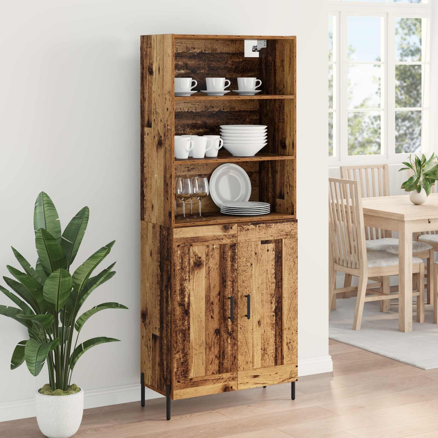 Highboard Altholz 69,5 x 32,5 x 180 cm Holzwerkstoff