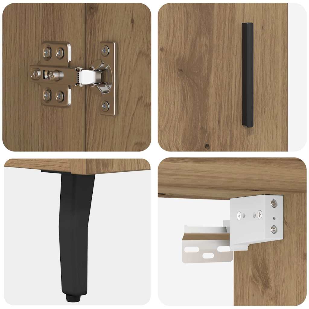 Highboard 2 pcs Artisan-Eiche Engineered Wood und Glas