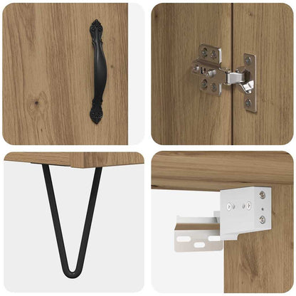 Highboard 2 pcs Artisan-Eiche Ingenieurholz und Glas