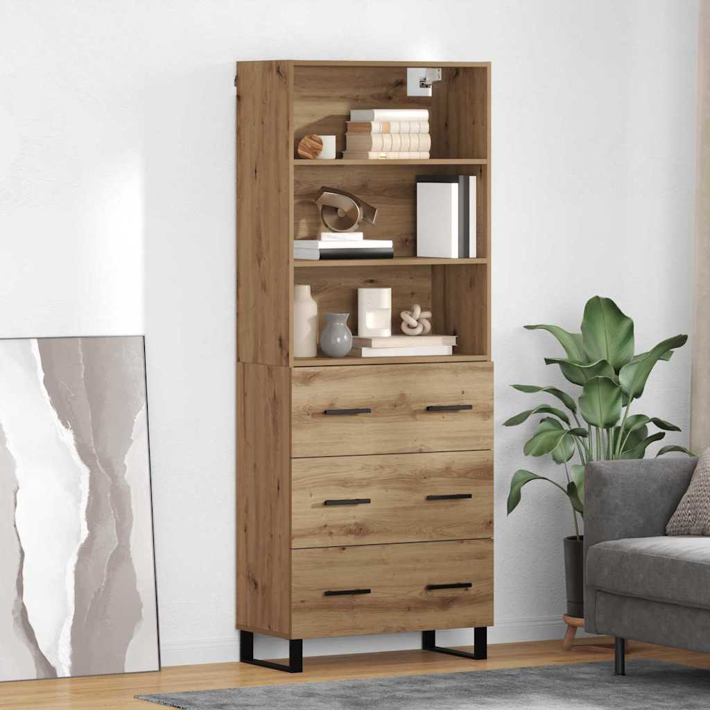 Highboard Artisan-Eiche 69,5 x 34 x 180 cm Holzwerkstoff