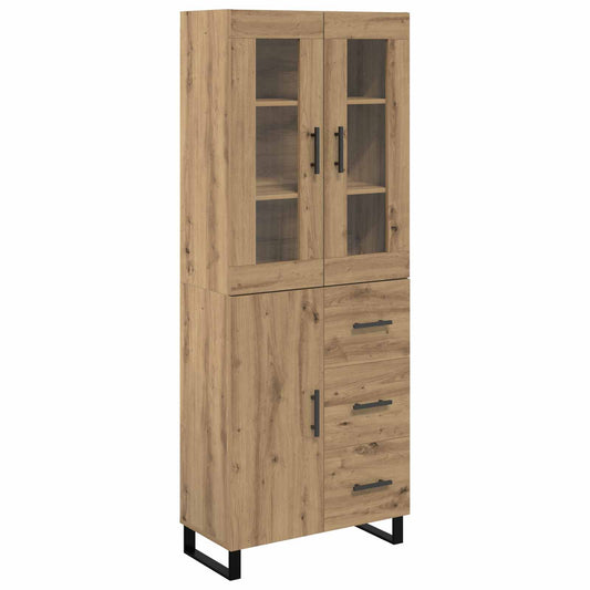 Highboard 2 pcs Artisan-Eiche Engineered Wood und Glas