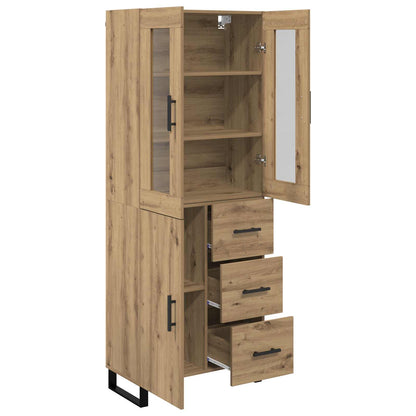 Highboard 2 pcs Artisan-Eiche Engineered Wood und Glas