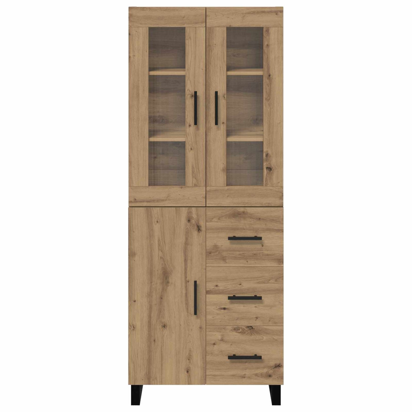 Highboard 2 pcs Artisan-Eiche Engineered Wood und Glas