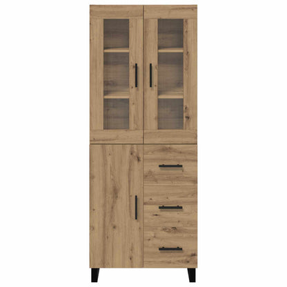 Highboard 2 pcs Artisan-Eiche Engineered Wood und Glas