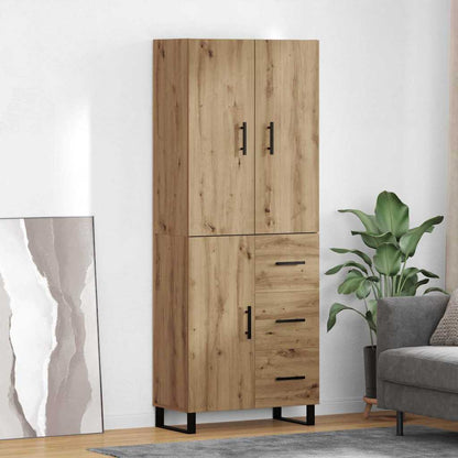 Highboard 2 pcs Artisan-Eiche Engineered Wood und Glas