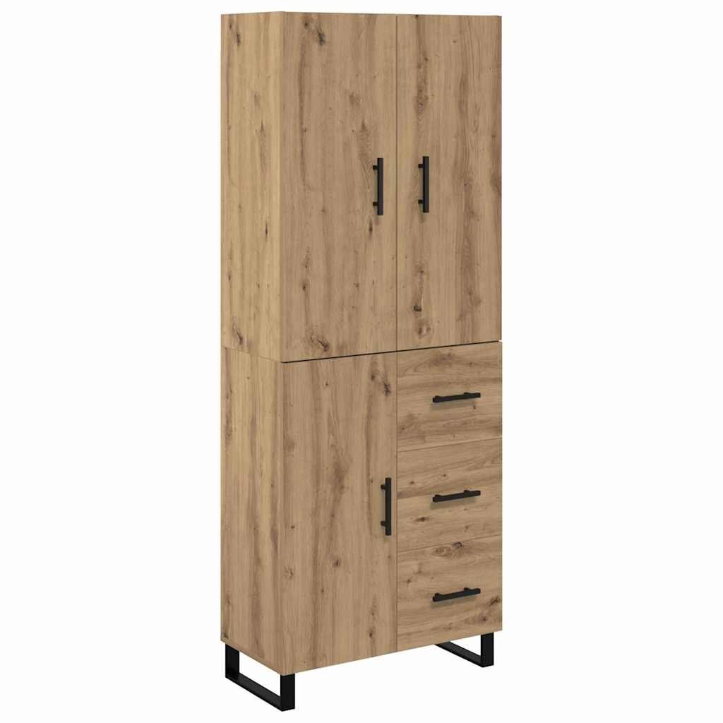 Highboard 2 pcs Artisan-Eiche Engineered Wood und Glas