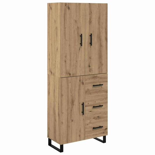 Highboard 2 pcs Artisan-Eiche Engineered Wood und Glas