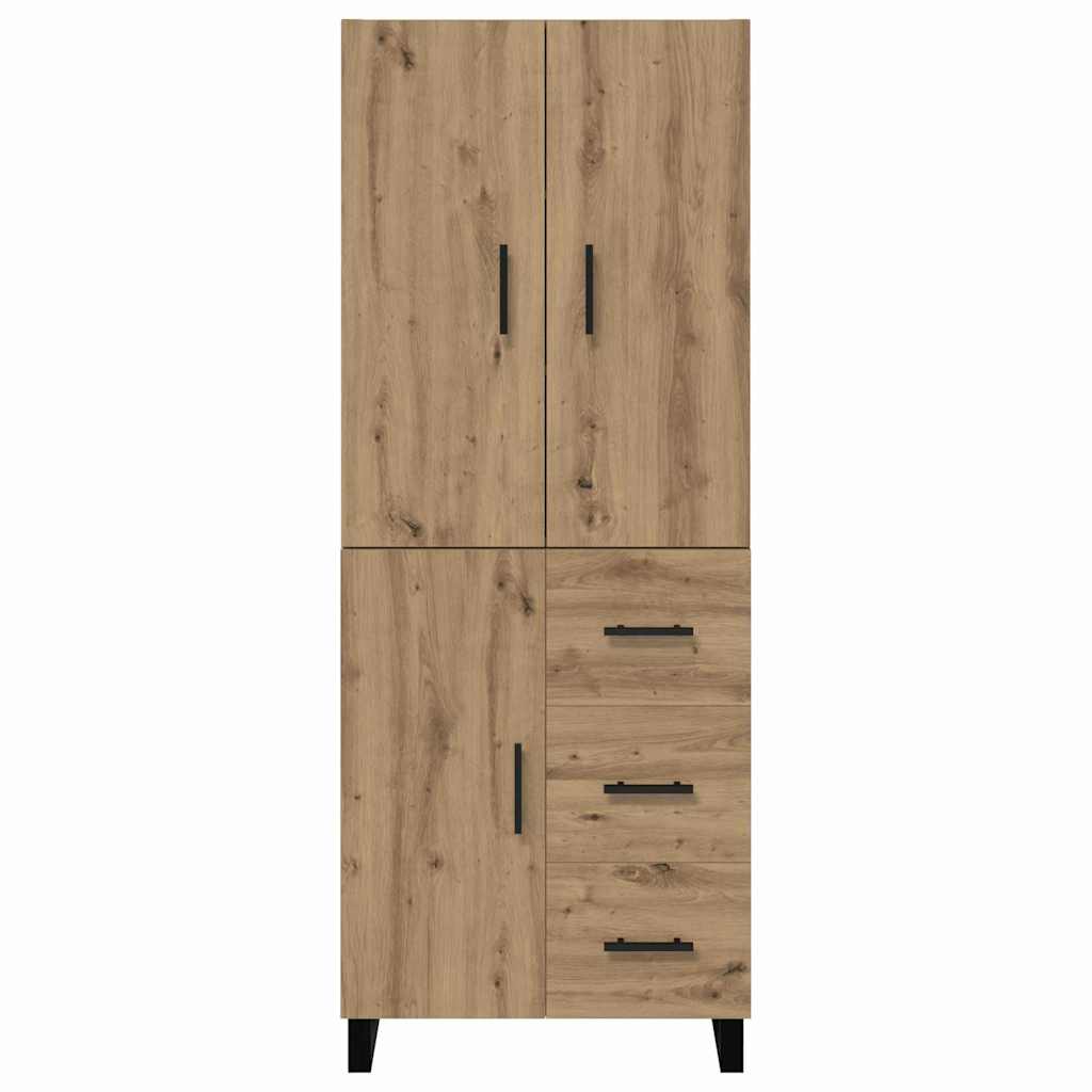 Highboard 2 pcs Artisan-Eiche Engineered Wood und Glas